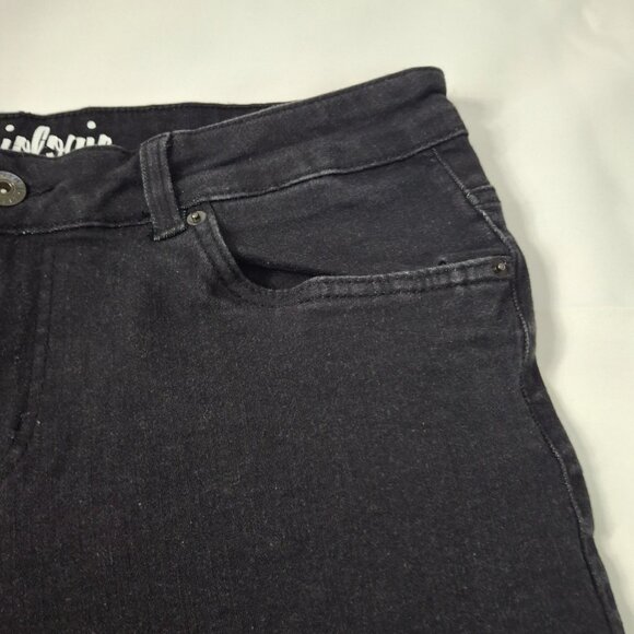 Jeaniologie Womens Bootcut Mid Rise Jeans Size 12 Black Wash Vintage - Picture 10 of 15